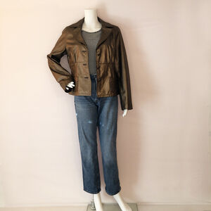 Ideology Metallic Bronze Faux Leather Jacket Women’s Large